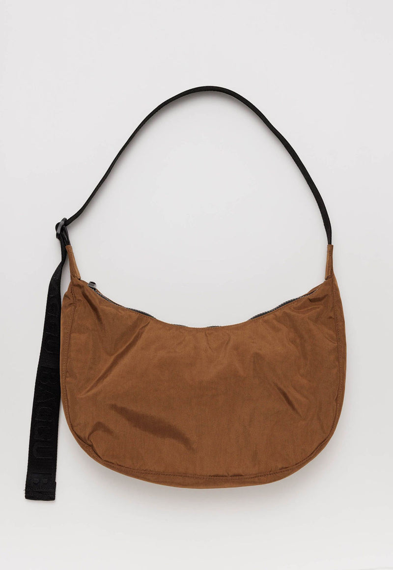 Medium Nylon Crescent Bag Brown