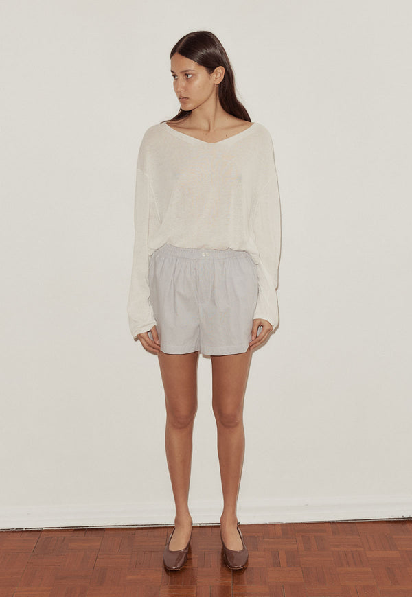 Loose Long Sleeve Knitted Top White