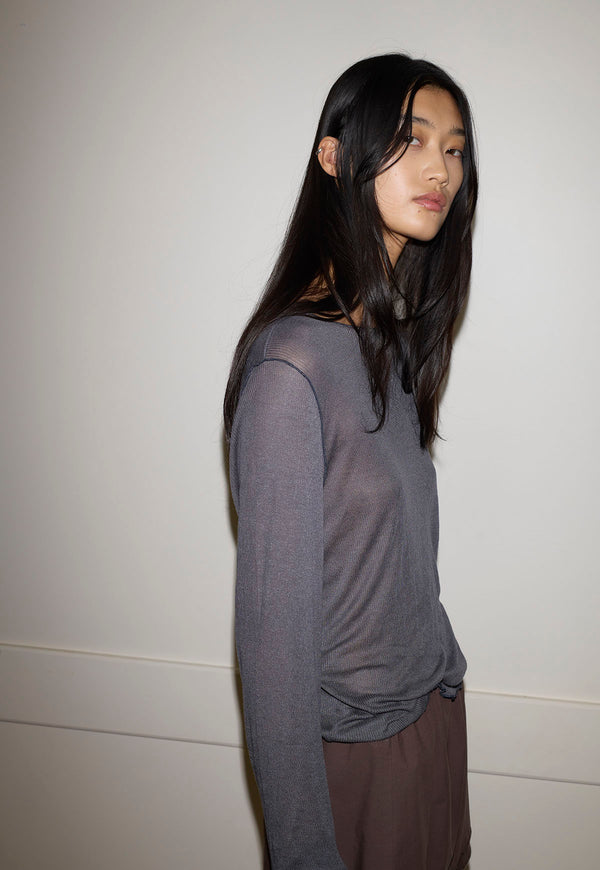 Knit Long Sleeve Steel