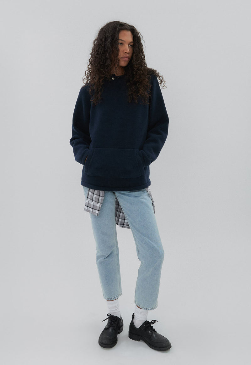 Snap Collar Knit Navy