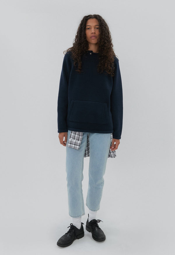 Snap Collar Knit Navy