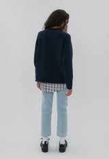 Snap Collar Knit Navy