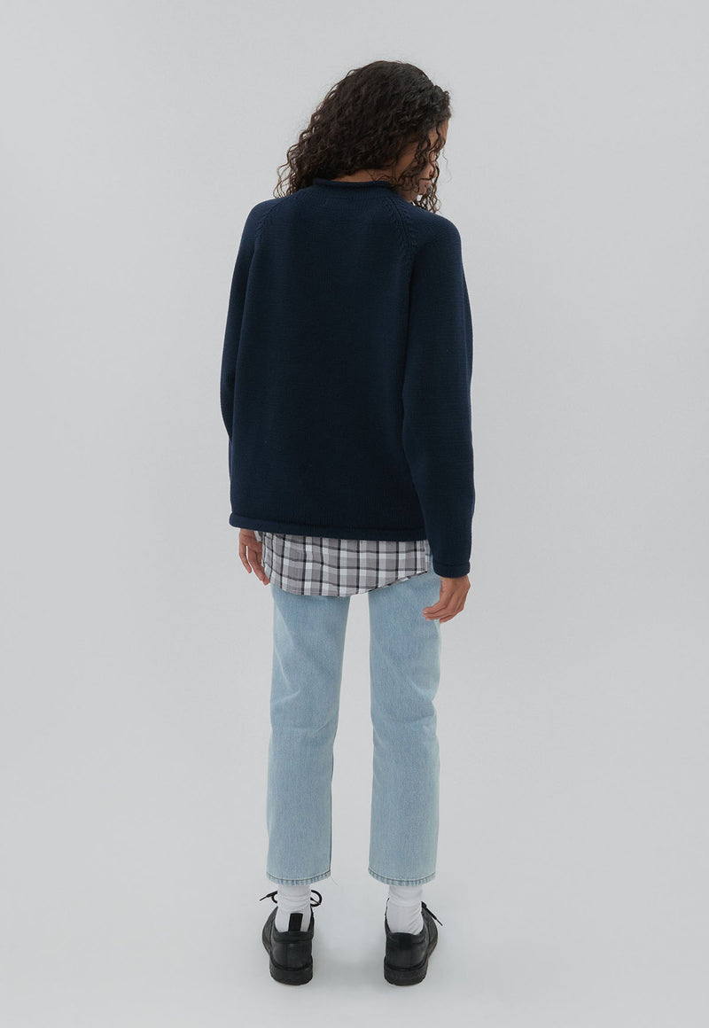 Snap Collar Knit Navy