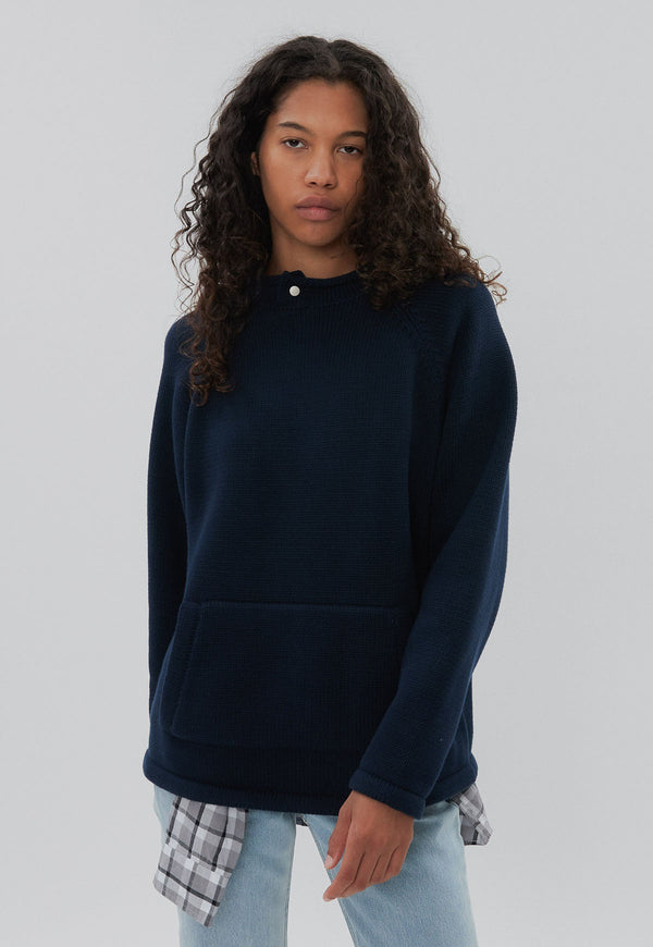 Snap Collar Knit Navy