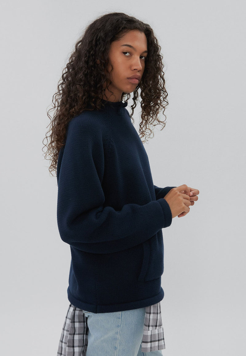 Snap Collar Knit Navy