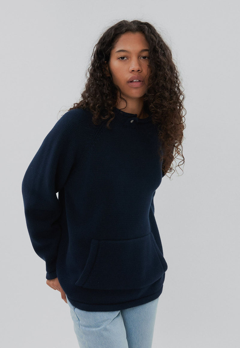 Snap Collar Knit Navy