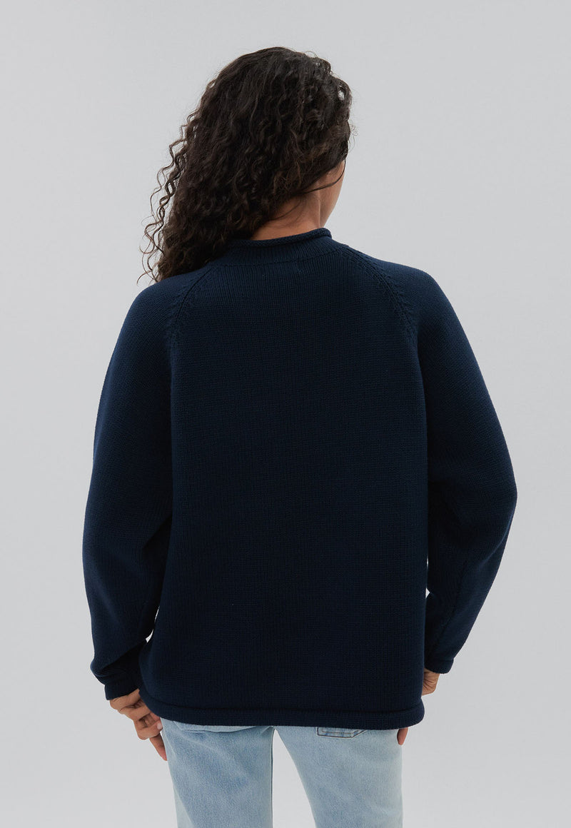 Snap Collar Knit Navy