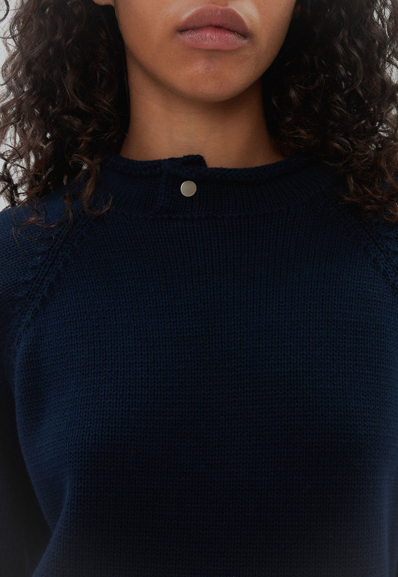 Snap Collar Knit Navy
