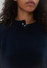 Snap Collar Knit Navy