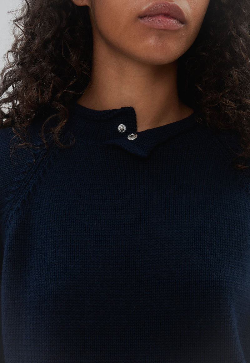 Snap Collar Knit Navy
