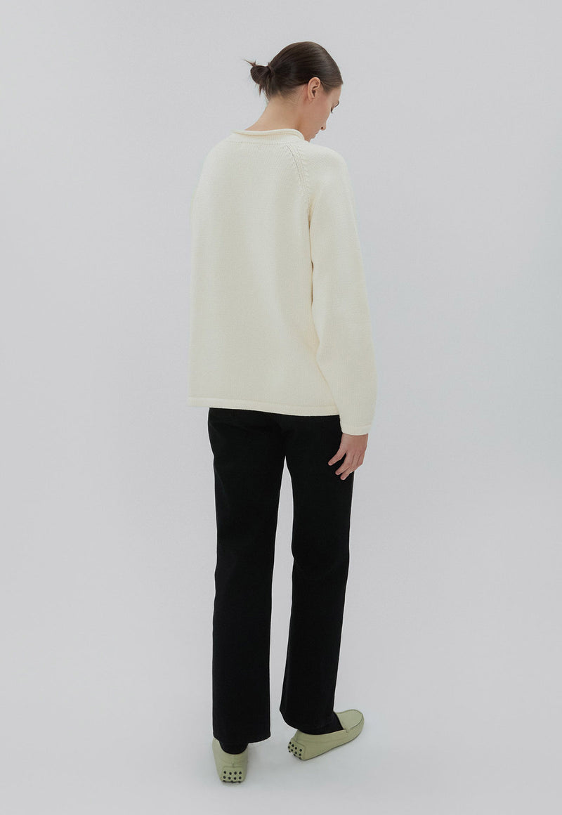 Snap Collar Knit Stone