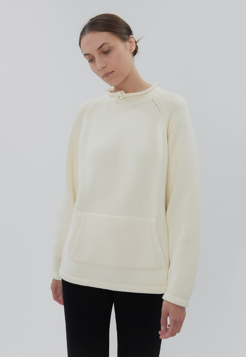 Snap Collar Knit Stone