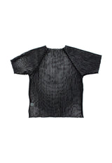 Addison Seersucker Raglan Mockneck Top Black