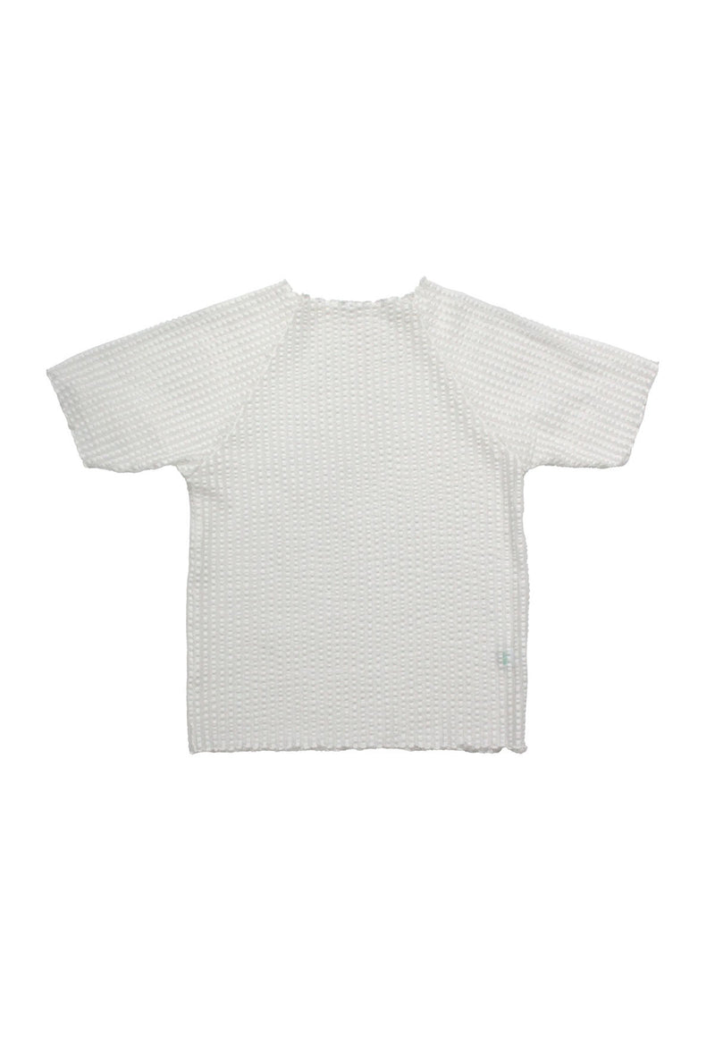 Addison Seersucker Raglan Mockneck Top White