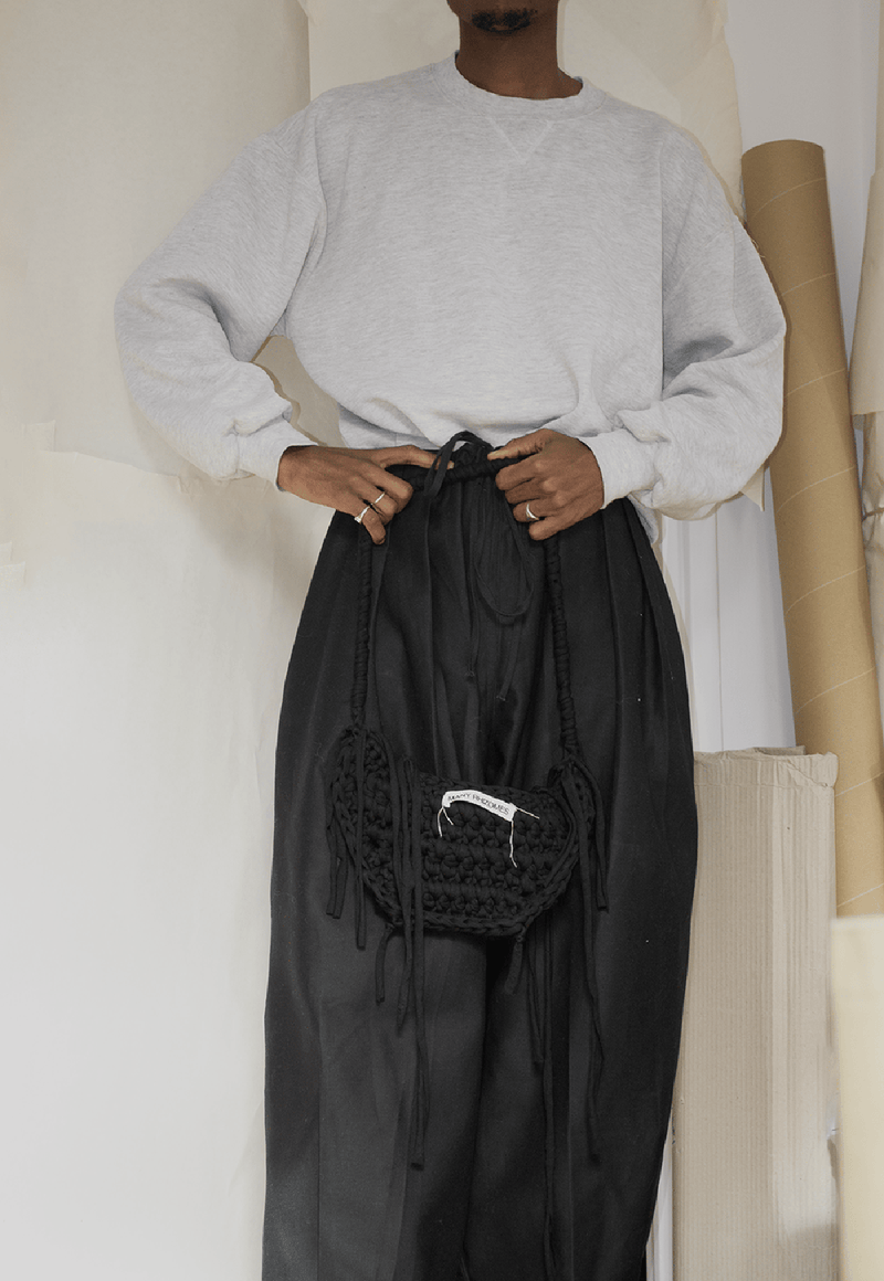 Puffy Pleated Pants Black