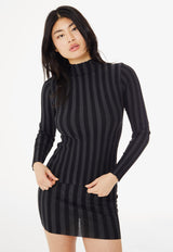 Wide Ribbed Knit Mock Neck Ink