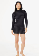 Wide Ribbed Knit Mock Neck Ink