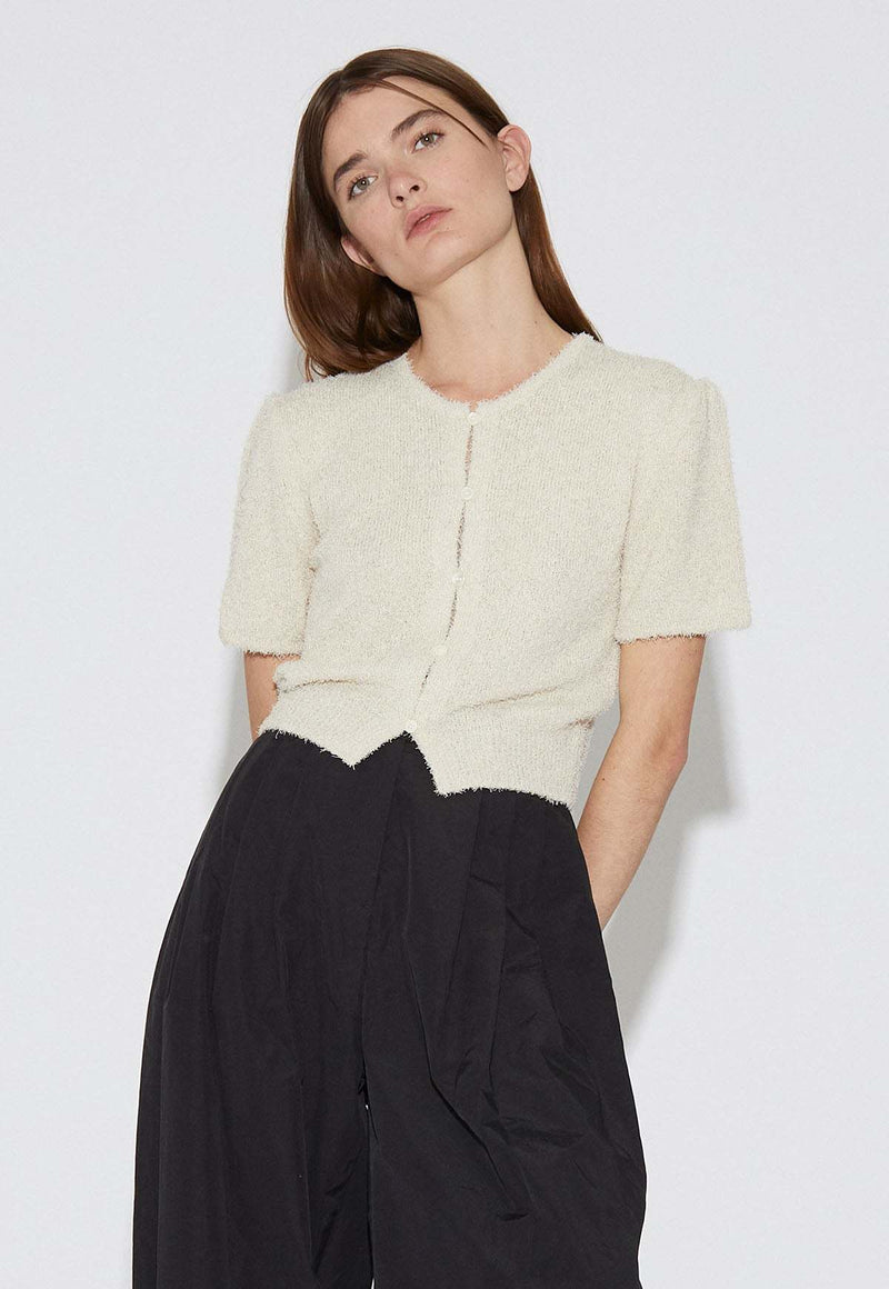 Amomento Fancy Balloon Cardigan Ecru