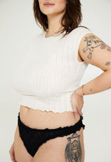 Ribbed Mesh Baby Tee Eggshell