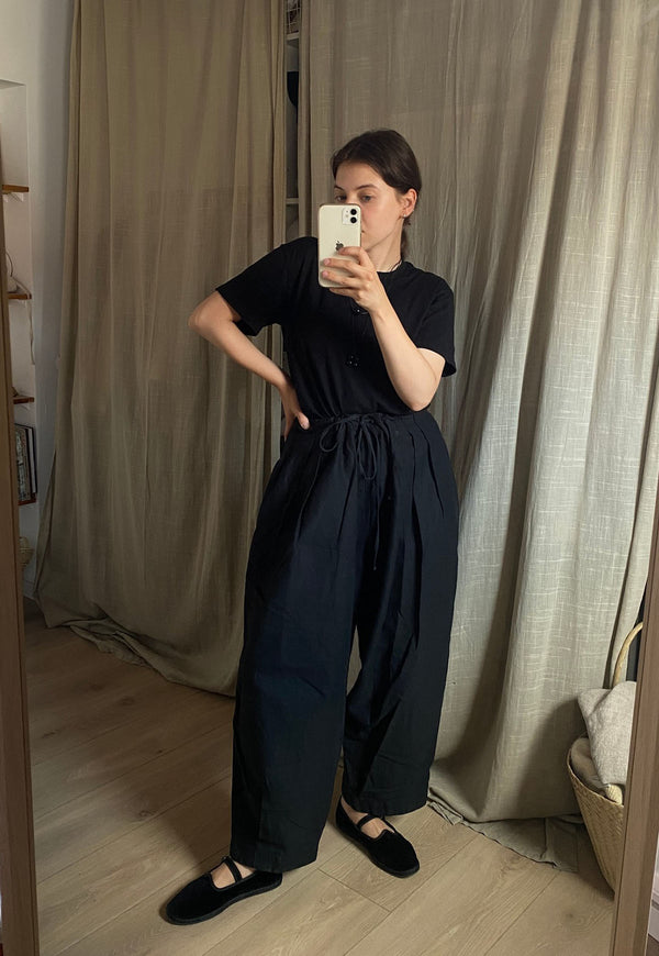 Puffy Pleated Pants Black