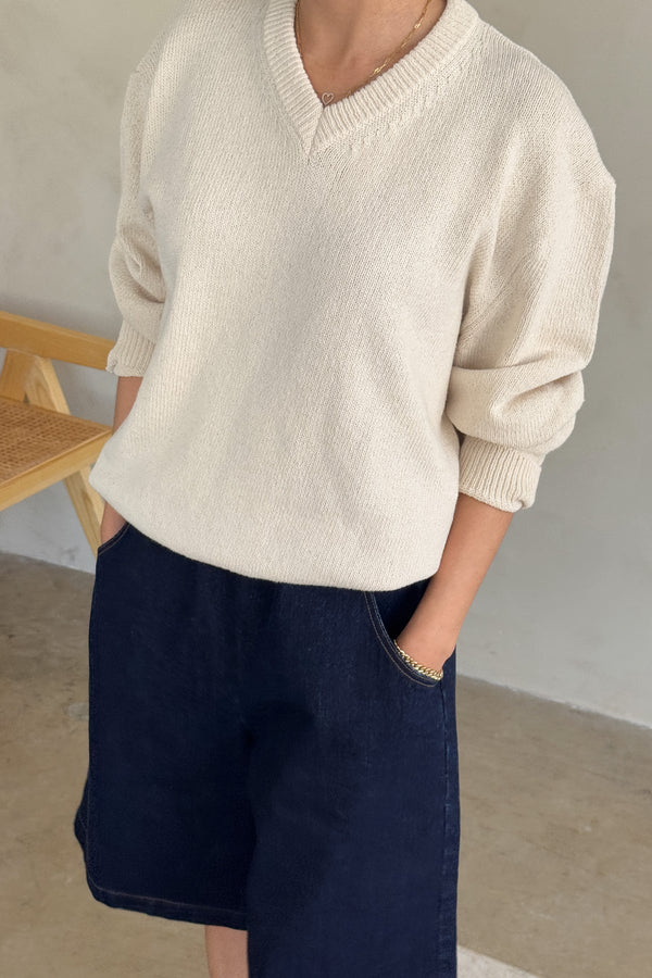 Gabby Cotton Sweater Knit Naturel