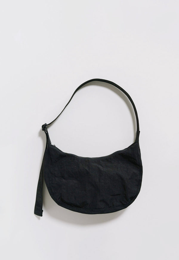 Medium Nylon Crescent Bag Black