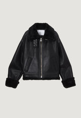 Loose Fit Vegan Shearling Jacket Black