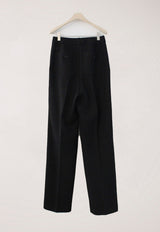 Semi-wide Pleat Slack Black