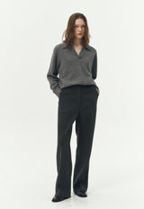 Semi-wide Pleat Slack Charcoal Grey