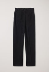 Semi-wide Pleat Slack Black