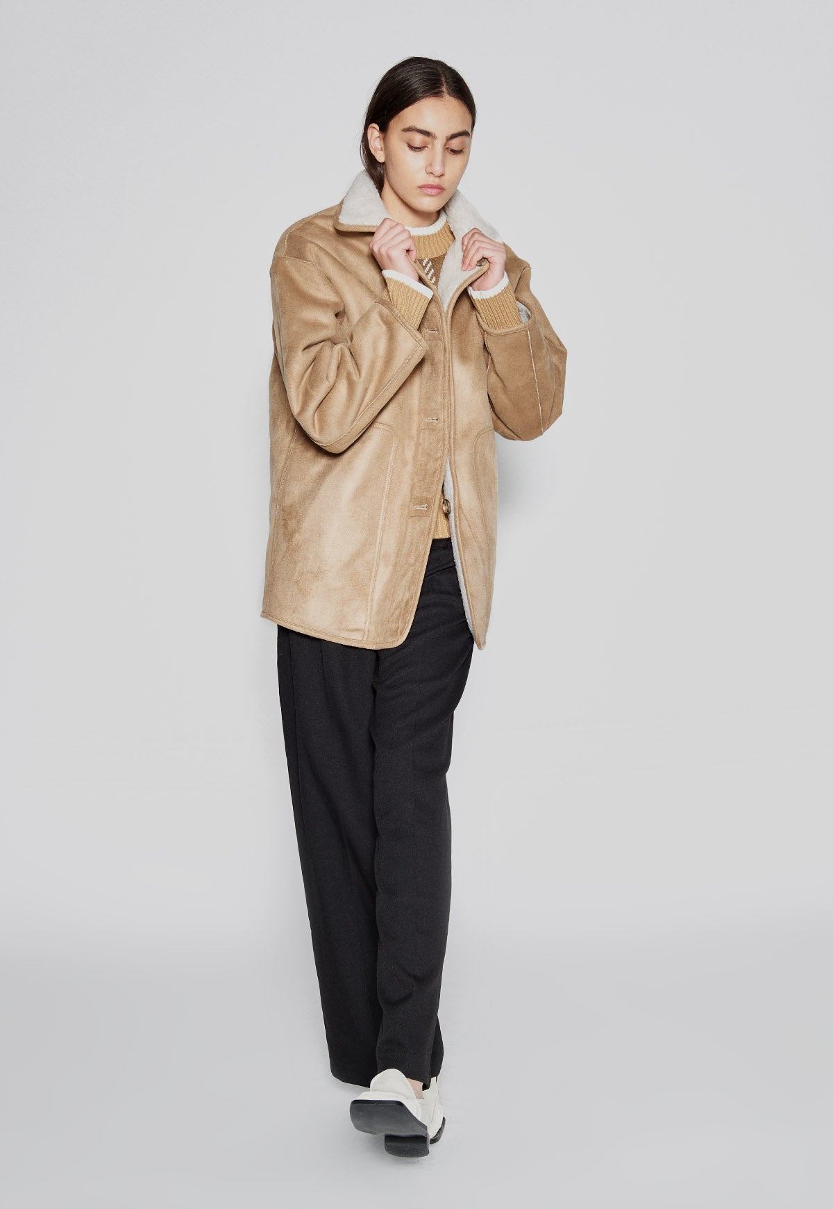 Reversible Vegan Shearling Jacket Oatmeal – NOIS NEW YORK