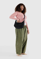 Medium Nylon Crescent Bag Black
