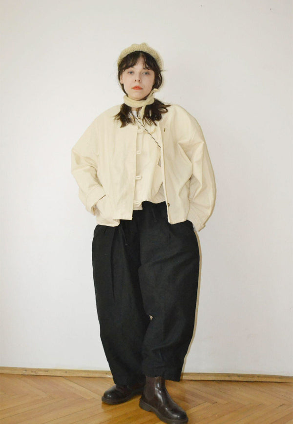 Puffy Pleated Pants Black
