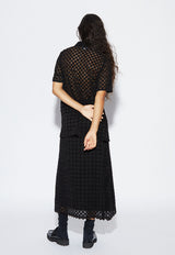 Harmony Checkered Mesh Button Down Black