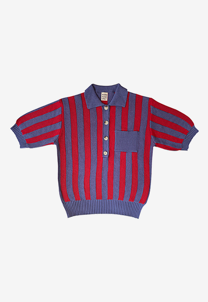 Striped Polo Knit Red/Purple