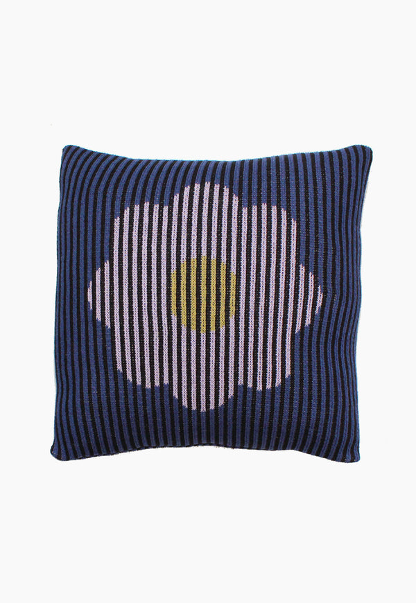 DittoHouse Flower and Bars Pillow Cover in Lavender and Blue Vegan Sustainable