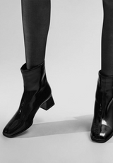 Franca Patent Ankle Boots Black