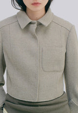 Knitted Crop Jacket Light Khaki