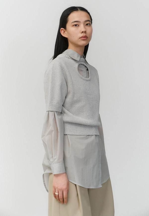 Back Cut-out Pullover Gray