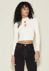 Tempo Knit Crop Top Cream