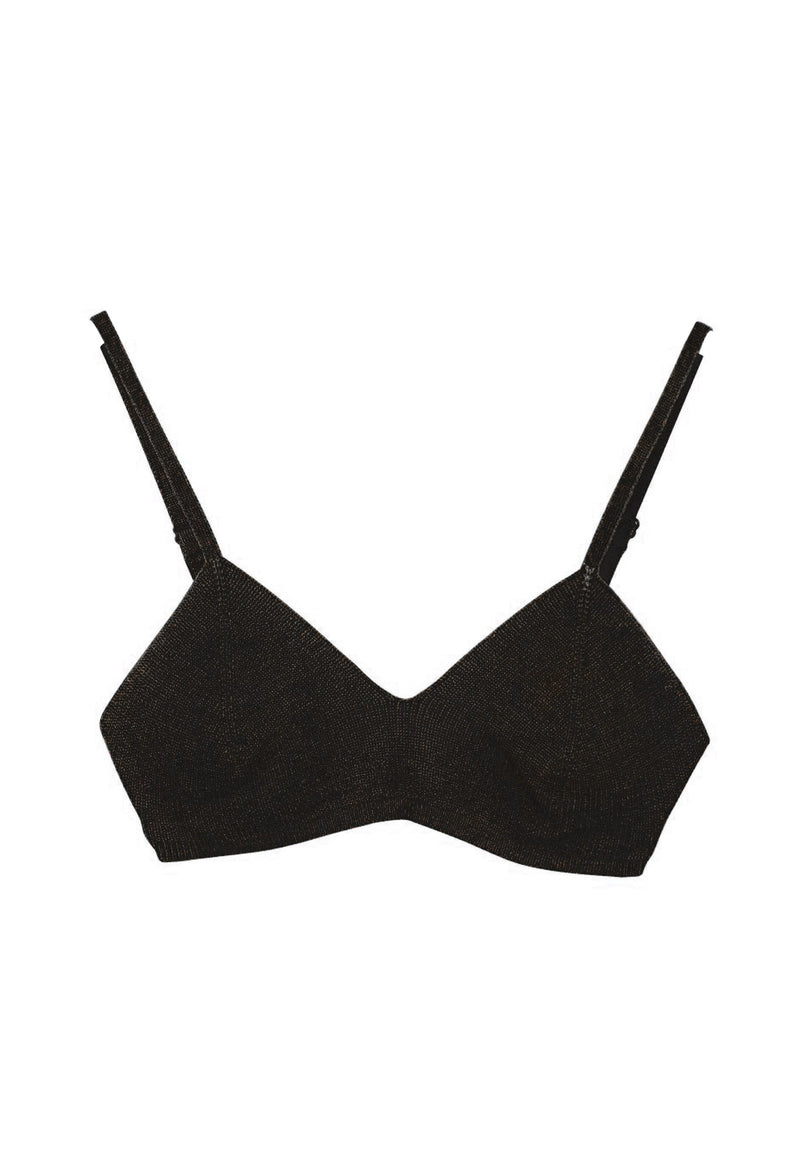 Black Cable Knitted Bralette Set, Knitwear