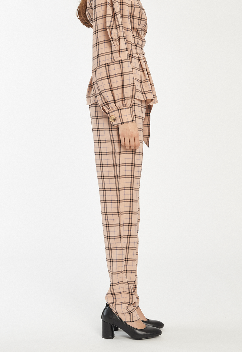 Define Pant in Blush Check, bottom, c/meo, - nois